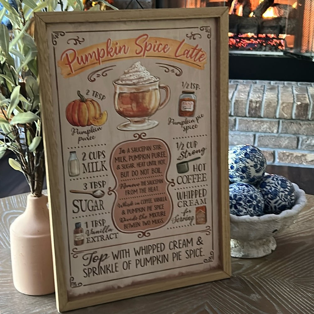 NEW! Vintage Inspired Cottage NORTH POLE Peppermint Bark Recipe Framed Sign